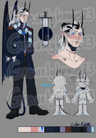 Example Char sheet. Bust will be in complex style but this is from me doing Art fight